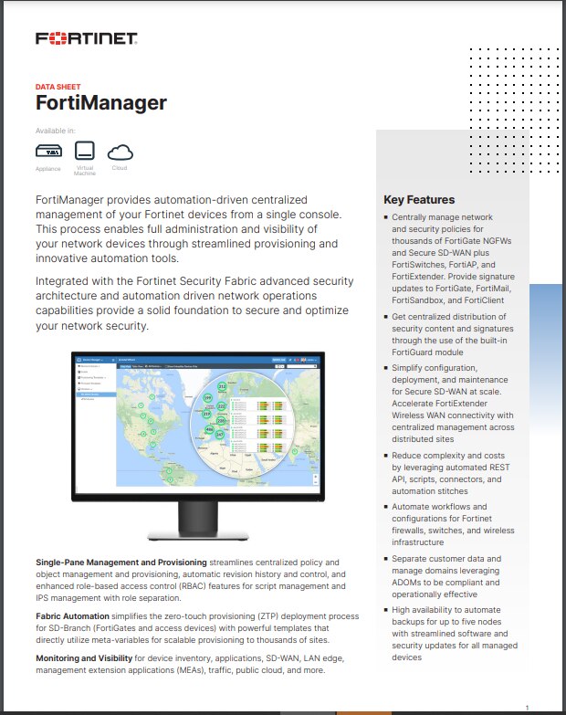 FortiManager Datasheet (sold in package, 10pc per package)-60