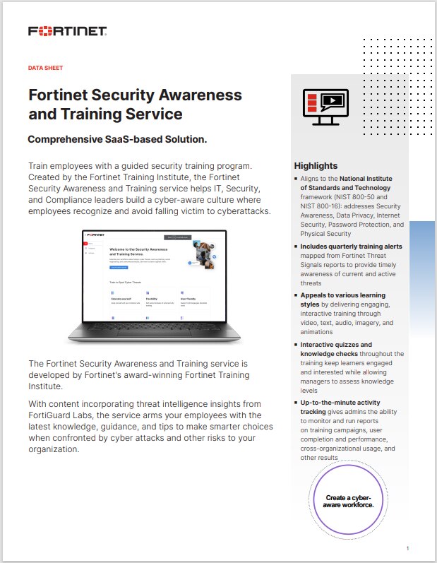 Fortinet Security Awareness  and Training Service for Higher Education (sold in package, 10pc per package)-1221