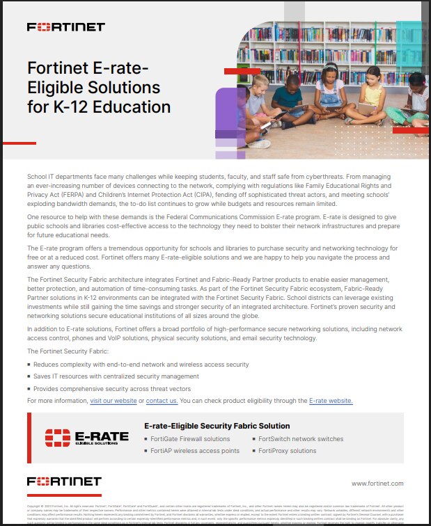 Fortinet E-rateEligible Solutions for K-12 Education(sold in a package of 10)