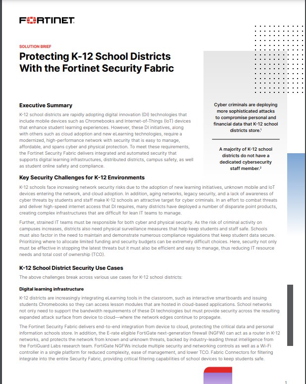SB-Protecting K-12 School Districts With the Fortinet Security Fabric (sold in package, 10pc per package)-1151