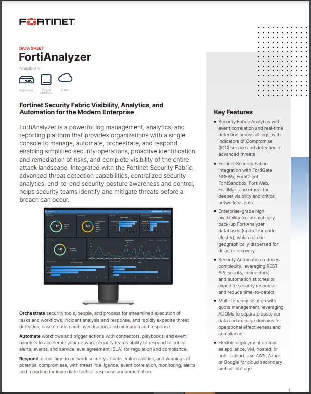FortiAnalyzer Family Datasheet (sold in package, 10pc per package)