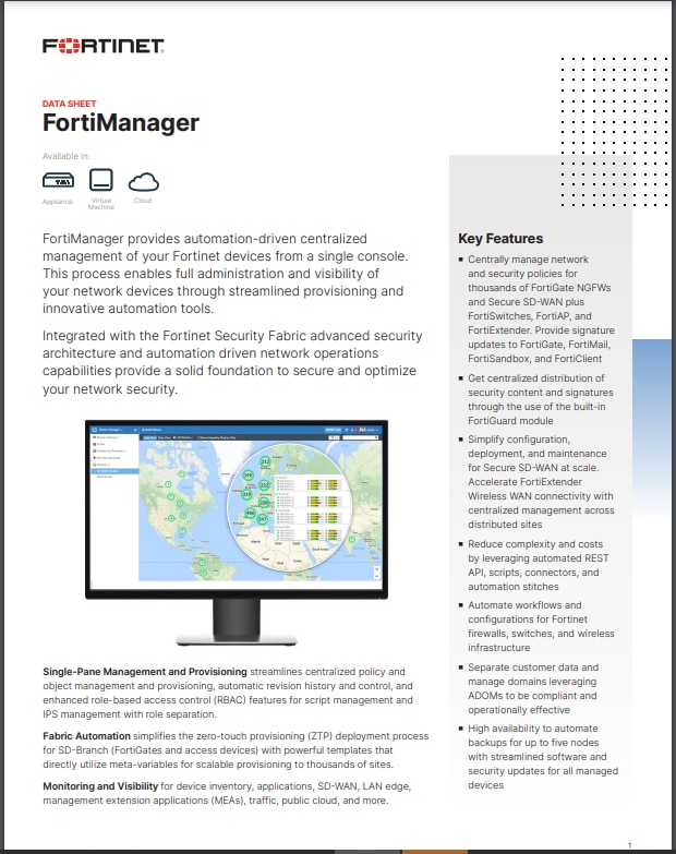 FortiManager Datasheet (sold in package, 10pc per package)