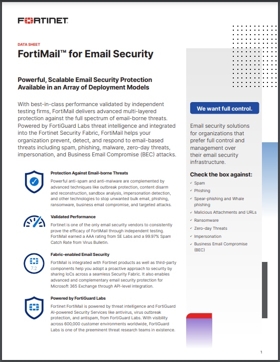 FortiMail Datasheet (sold in package, 10pc per package)