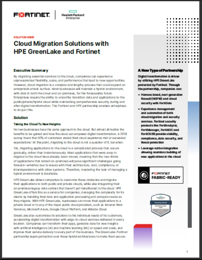 SB-Cloud Migration Solutions with HPE GreenLake and Fortinet (sold in package, 10pc per package)