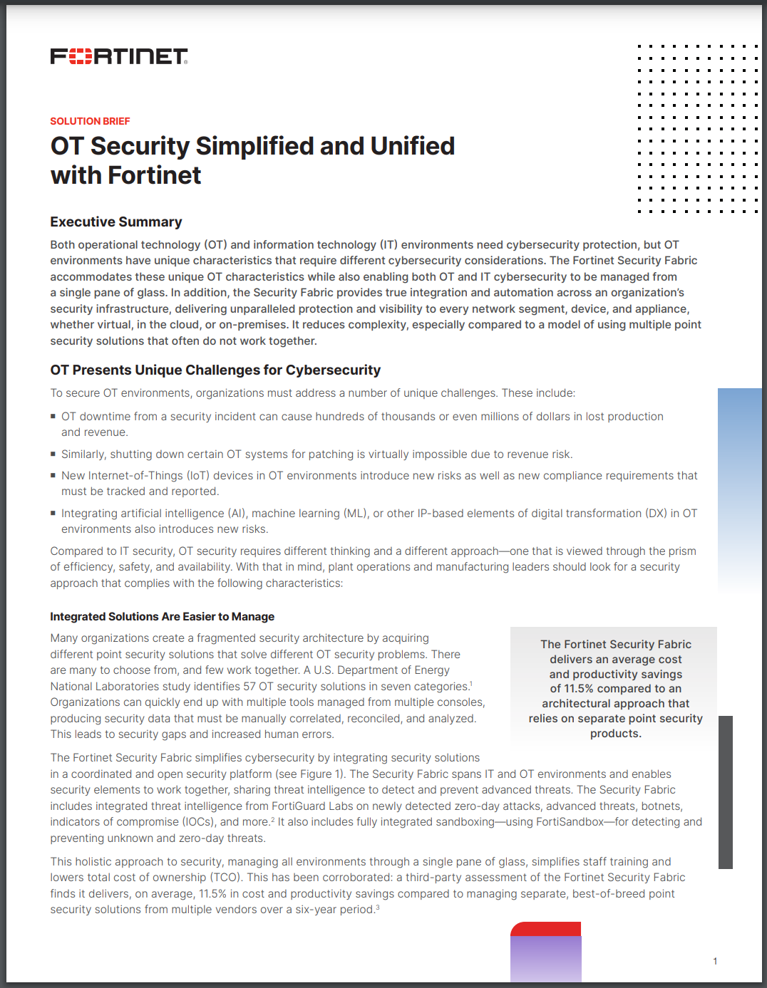 SB-OT Security Simplified and Unified with Fortinet (sold in package, 10pc per package)