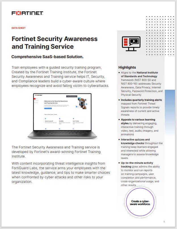 Fortinet Security Awareness and Training Service(sold in package, 10pc per package)