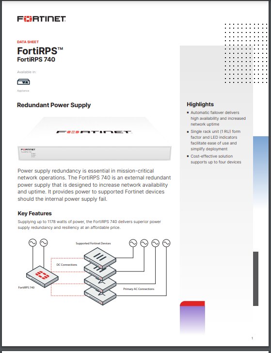FortiRPS Datasheet (sold in package, 10pc per package)