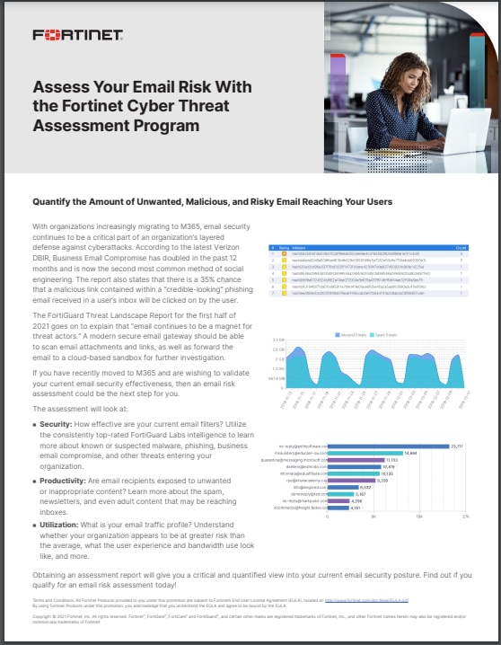 Assess Your Email Risk With the Fortinet Cyber Threat Assessment Program (sold in package, 10pc per package)