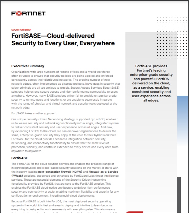 SB-FortiSASE�Cloud-delivered Security to Every User, Everywhere (sold in package, 10pc per package)