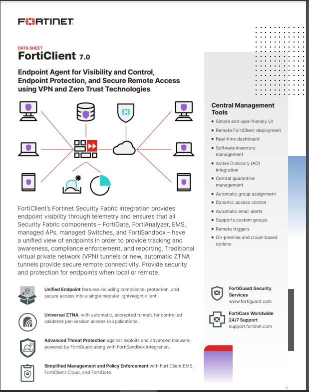 FortiClient Datasheet (sold in package, 10pc per package)
