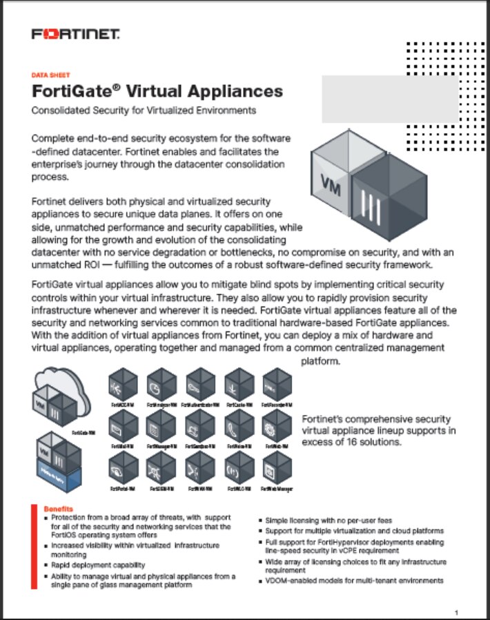 FortiGate Virtual Appliances Data Sheet (sold in package, 10pc per package)