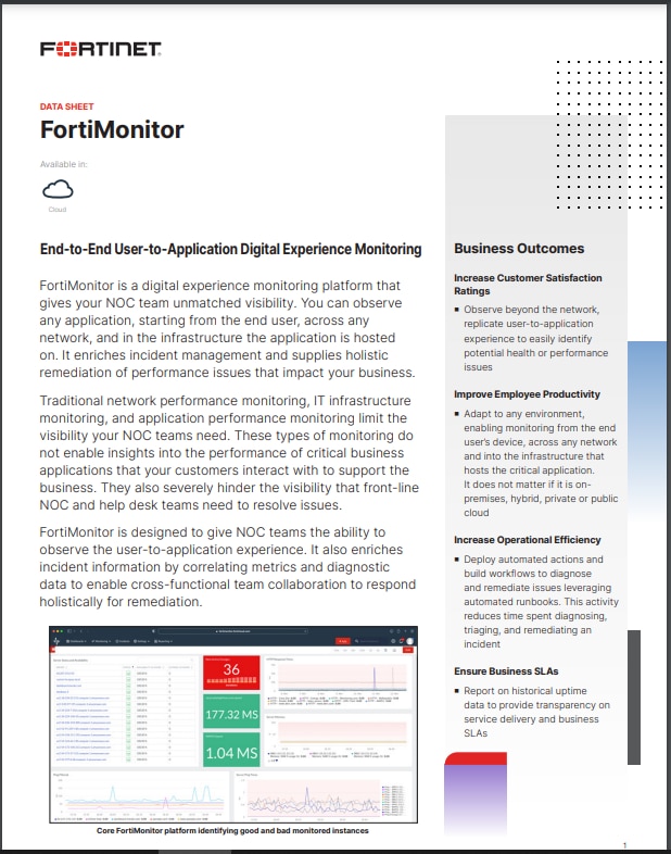 FortiMonitor Datasheet (sold in package, 10pc per package)