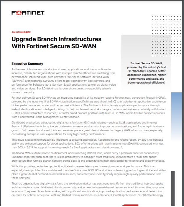SB-Upgrade Branch Infrastructures With Fortinet Secure SD-WAN (sold in package, 10pc per package)