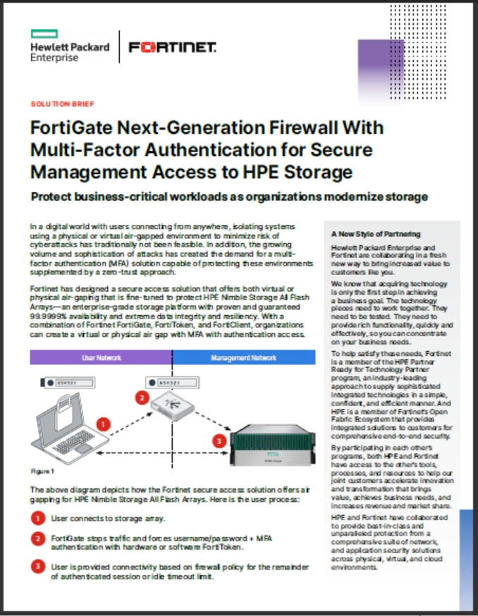 SB-FortiGate Next-Generation Firewall With Multi-Factor Authentication for Secure Management Access to HPE Storage (sold in package, 10pc per package)