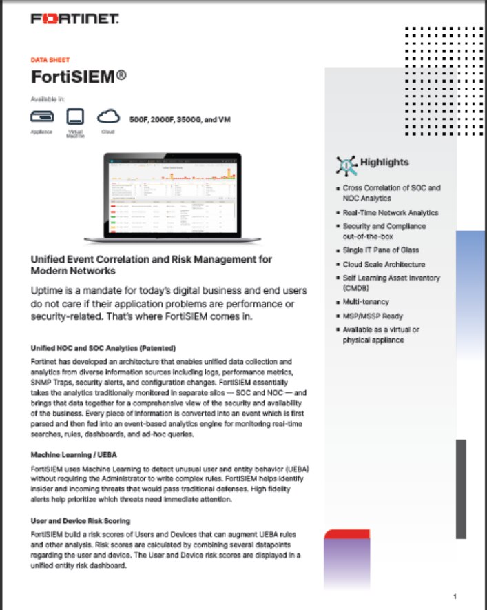 FortiSIEM Data Sheet (sold in package, 10pc per package)
