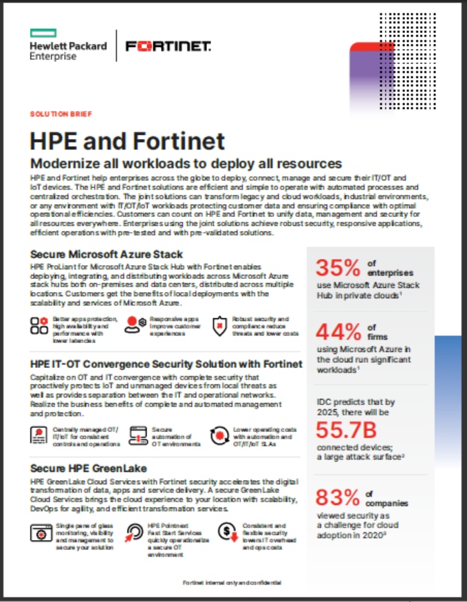 SOLUTION BRIEF HPE and Fortinet (sold in package, 10pc per package)