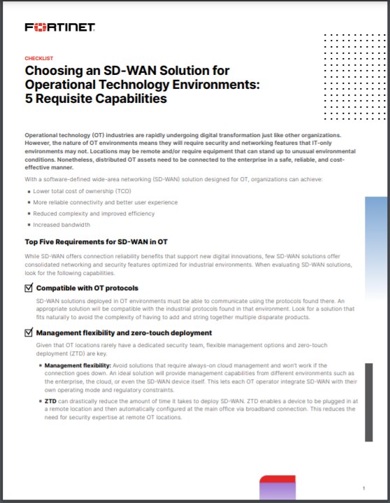 Choosing an SD-WAN Solution for Operational Technology Environments: 5 Requisite Capabilities (sold in package, 10pc per package)