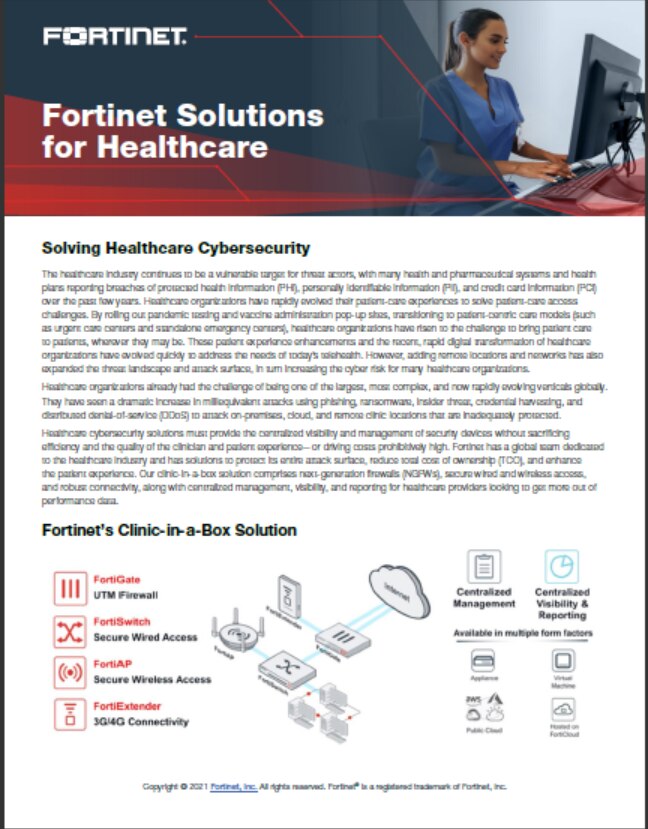 Fortinet Healthcare Clinic-in-a-Box Solution (sold in package, 10pc per package)