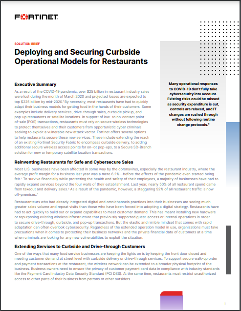 Deploying and Securing Curbside Operational Models for Restaurants (sold in package, 10pc per package)