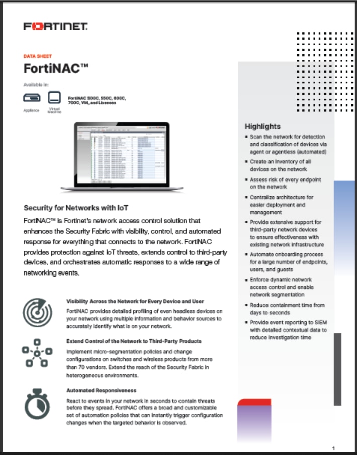 FortiNAC Data Sheet (sold in package, 10pc per package)