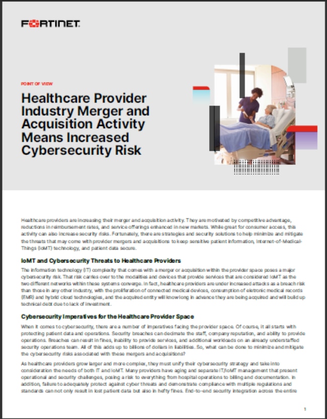 Healthcare Provider Industry Merger and Acquisition Activity Means Increased Cybersecurity Risk (sold in package, 10pc per package)