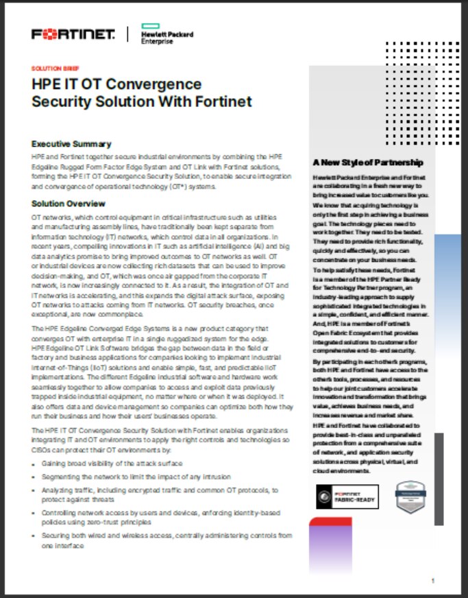 SB-HPE IT OT Convergence Security Solution With Fortinet (sold in package, 10pc per package)