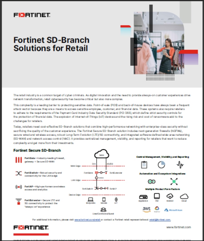 Fortinet SD-Branch Solutions for Retail (sold in package, 10pc per package)