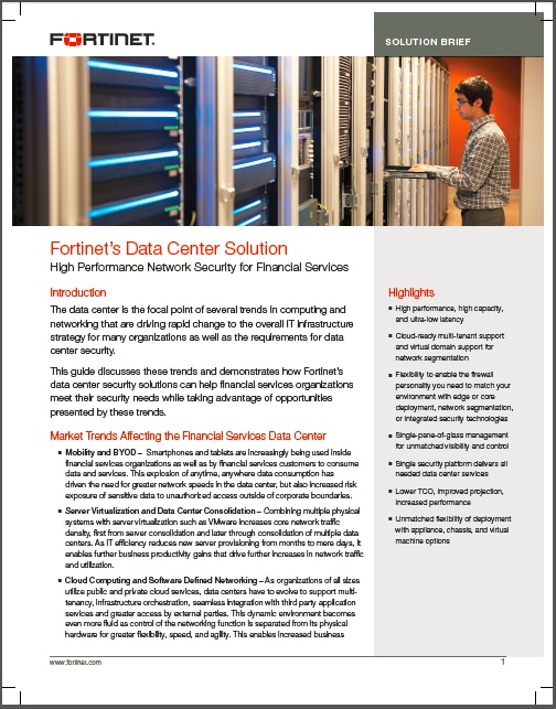 Fortinet's Data Center Solution Flyer (sold in package, 10pc per package)